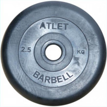 Диск ATLET MB Barbell обрезиненный 50 мм черный 2,5 кг 