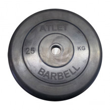 Диск ATLET MB Barbell обрезиненный 50 мм черный 25 кг 