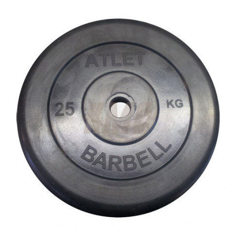 Диск ATLET MB Barbell обрезиненный 50 мм черный 25 кг 