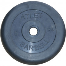 Диск ATLET MB Barbell обрезиненный 50 мм черный 5 кг 