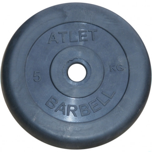 Диск ATLET MB Barbell обрезиненный 50 мм черный 5 кг 