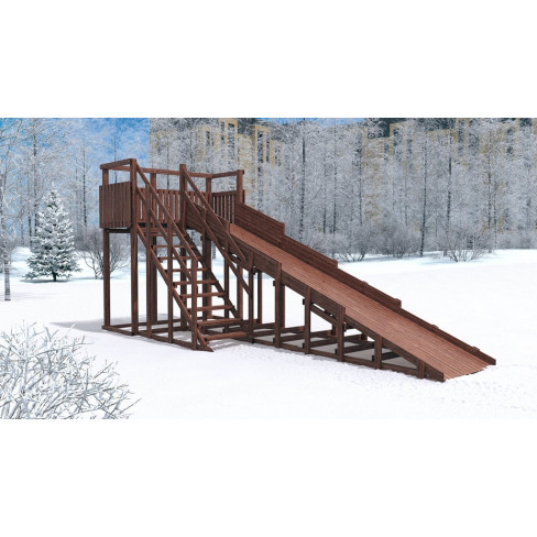 Зимняя деревянная горка CustWood Winter W7 (лестница сбоку, скат 6 м)