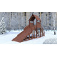 Зимняя деревянная горка CustWood Winter WF4 с крышей (лестница сзади,скат 4 м)