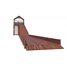 Зимняя деревянная горка CustWood Winter W8 с крышей и выкатом (лестница сбоку, скат 8 м)