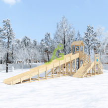 Зимняя деревянная горка IgraGrad Snow Fox 12 м с двумя скатами, без окраски