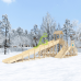 Зимняя деревянная горка IgraGrad Snow Fox 12 м с двумя скатами, без окраски