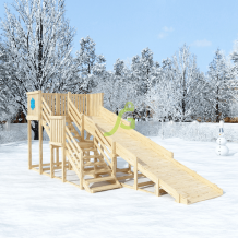 Детская деревянная зимняя горка IgraGrad Snow Fox скат 5,9 м, без окраски