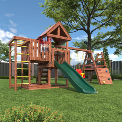 Детская площадка CustWood Color JC15 с деревянной крышей Детская площадка CustWood Color JC15 с деревянной крышей