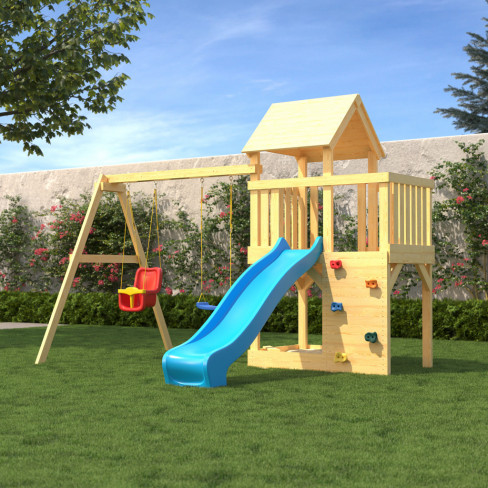 Детская деревянная игровая площадка для улицы, дачи CustWood Scout S3 с деревянной крышей Детская деревянная игровая площадка для улицы, дачи CustWood Scout S3 с деревянной крышей