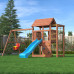Детская деревянная игровая площадка для улицы, дачи CustWood Scout SC4+ с большой деревянной крышей