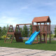 Детская деревянная игровая площадка для улицы, дачи CustWood Scout SC8+ с большой деревянной крышей