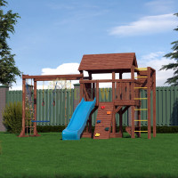 Детская деревянная игровая площадка для улицы, дачи CustWood Scout SC10 с большой деревянной крышей