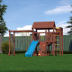 Детская деревянная игровая площадка для улицы, дачи CustWood Scout SC10 с большой деревянной крышей