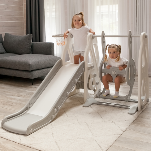 Горка с качелями UNIX Kids Music Grey