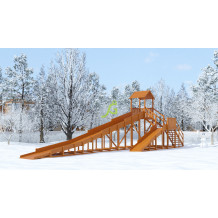 Деревянная зимняя горка IgraGrad Snow Fox 12 метров с двумя скатами