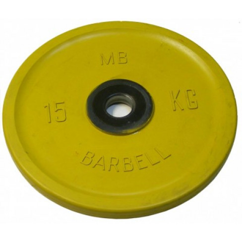 Диск Евро-Классик обрезиненный цветной 15 кг MB Barbell