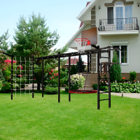 Уличная шведская стенка Sv Sport рукоход х 2 с комплектом турник прямой и сеткой У52355К ( У52355.2Кч ) 